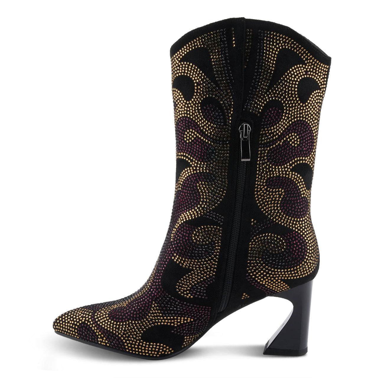 Bold and statement-making knee-high boots with side zipper closure