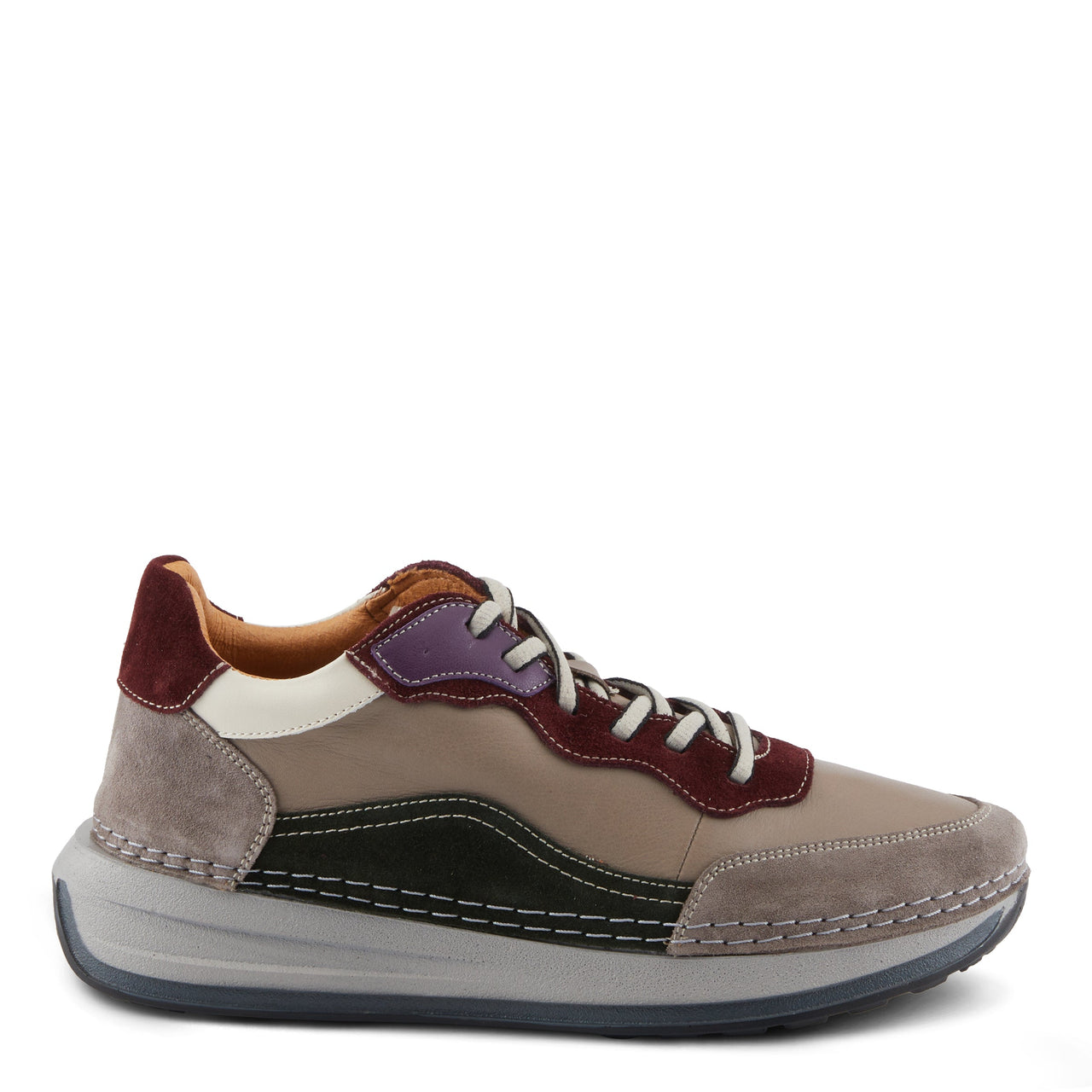  Fashionable Spring Step Booker Sneakers in Burgundy with Soft Textured Finish