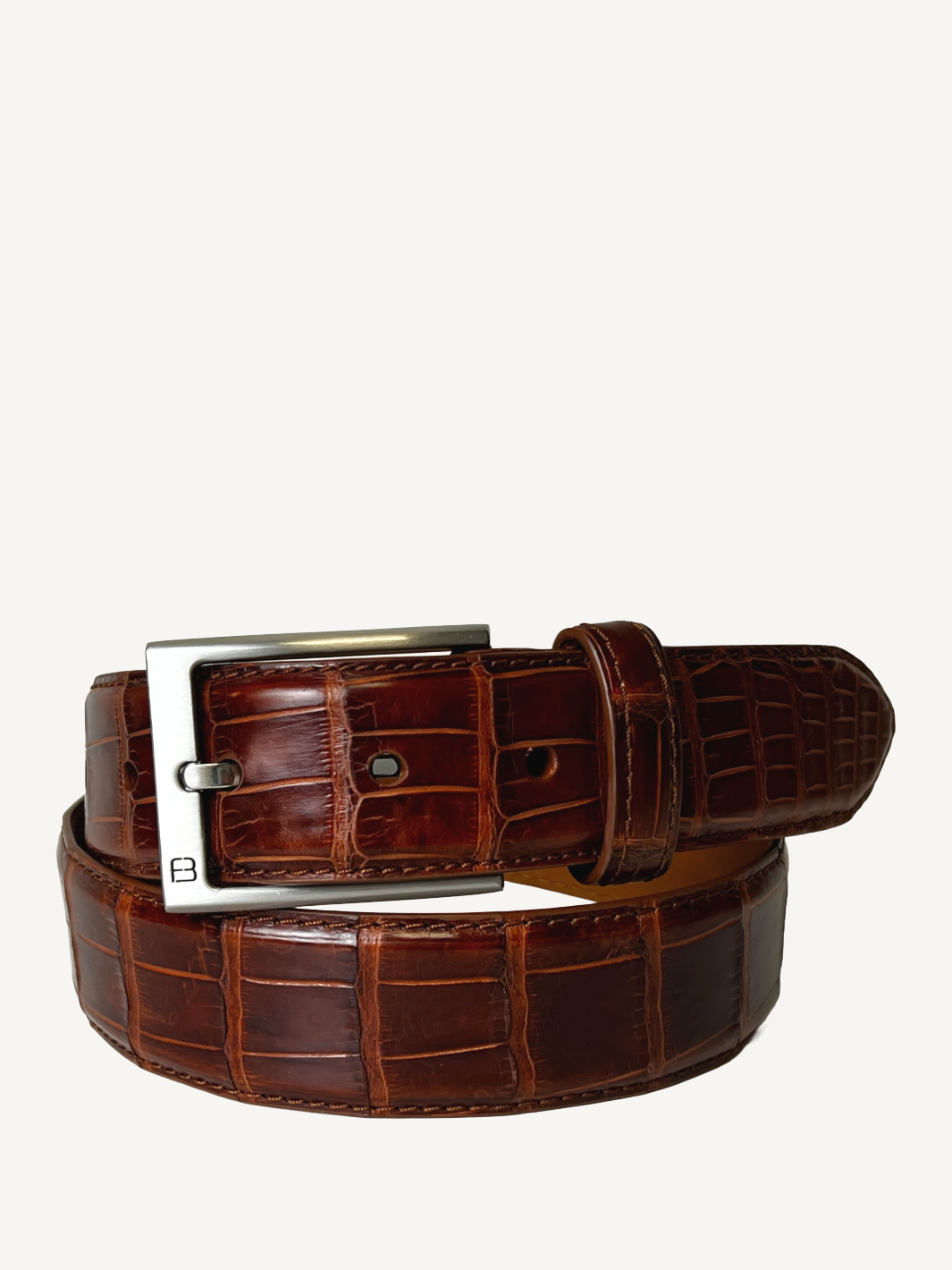 Bryant Park Genuine Alligator Belt Alligator Leather Cognac