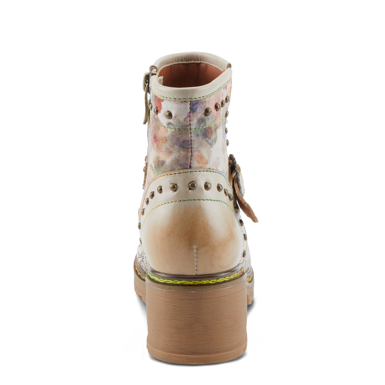 Gorgeous L'ARTISTE BRANCHOUT BOOTS in rich brown leather with colorful floral design