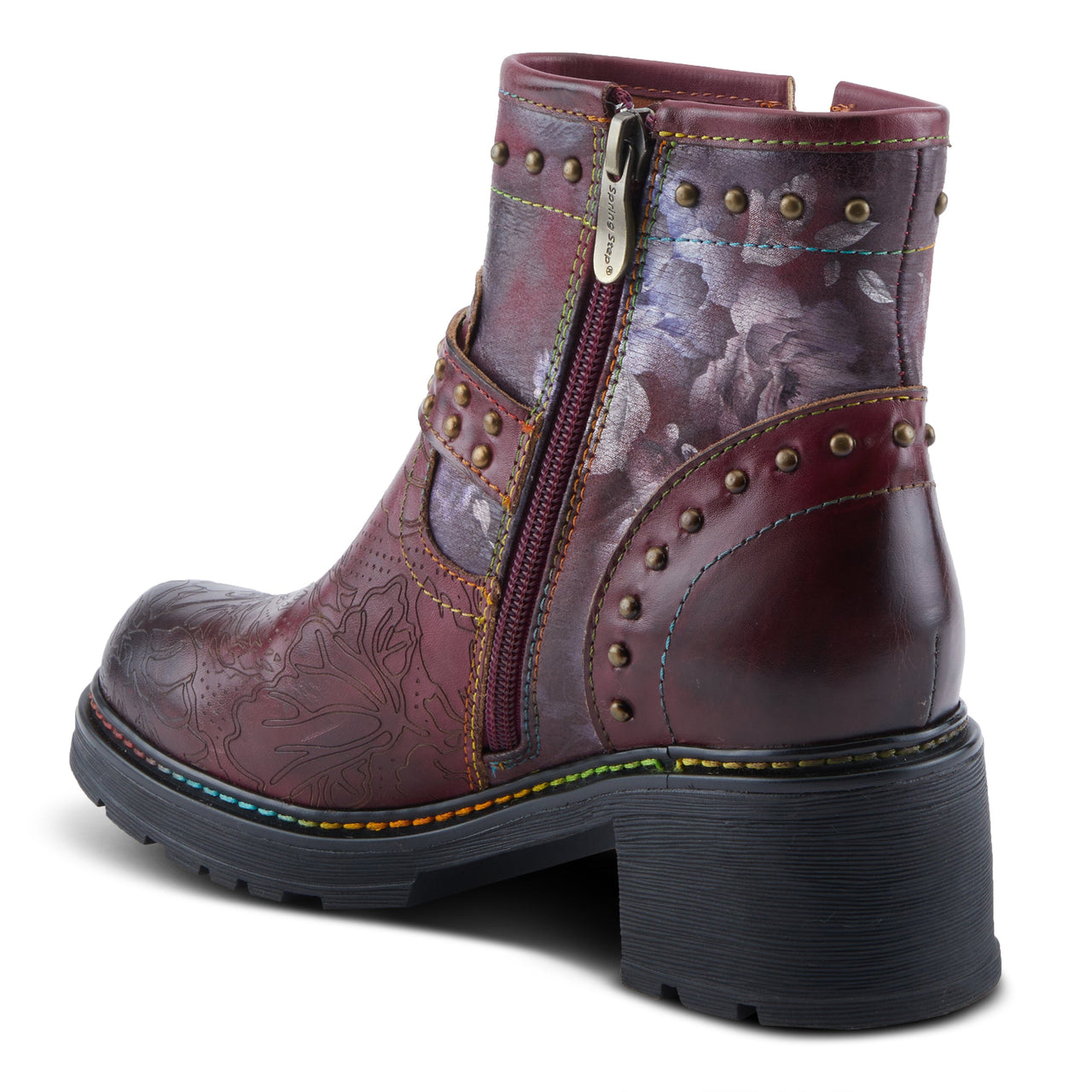 Bold L'ARTISTE BRANCHOUT BOOTS in vintage-inspired two-tone leather with decorative buttons