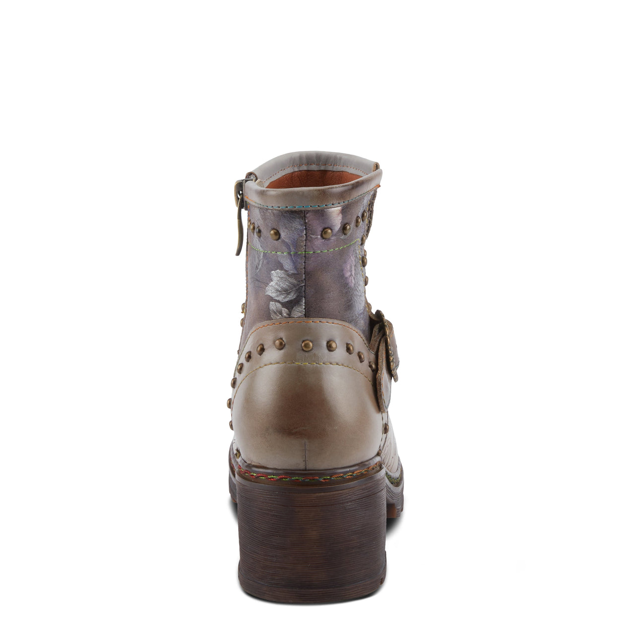 Stylish L'ARTISTE BRANCHOUT BOOTS in distressed tan leather and intricate stitching details