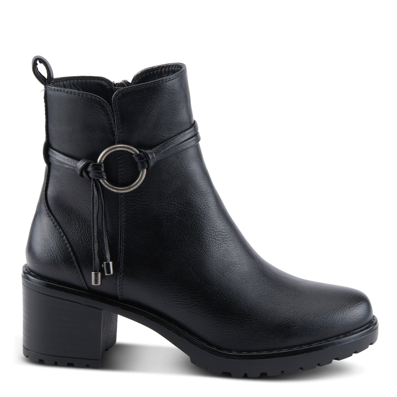 Alt text: A pair of sleek and stylish PATRIZIA BRIGGS BOOTS in black leather with a pointed toe and chunky heel, perfect for both casual and formal occasions