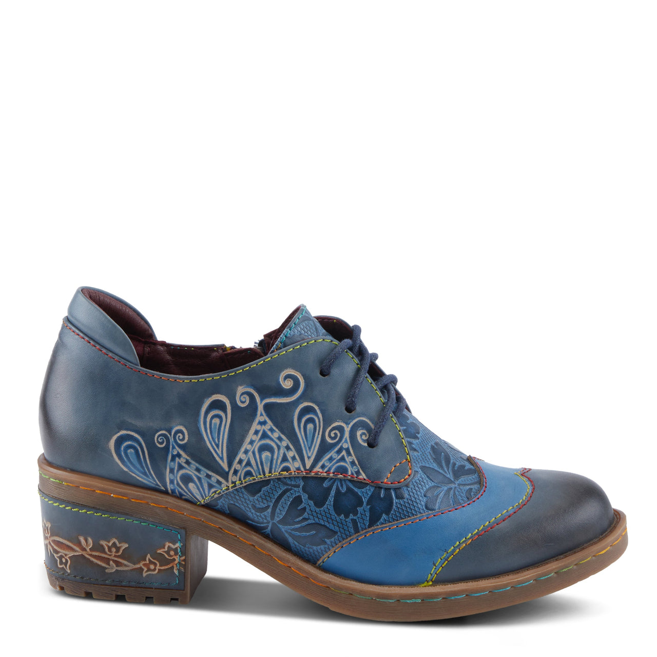 Pair of hand-painted leather L'ARTISTE BRITEETOE shoes with floral design