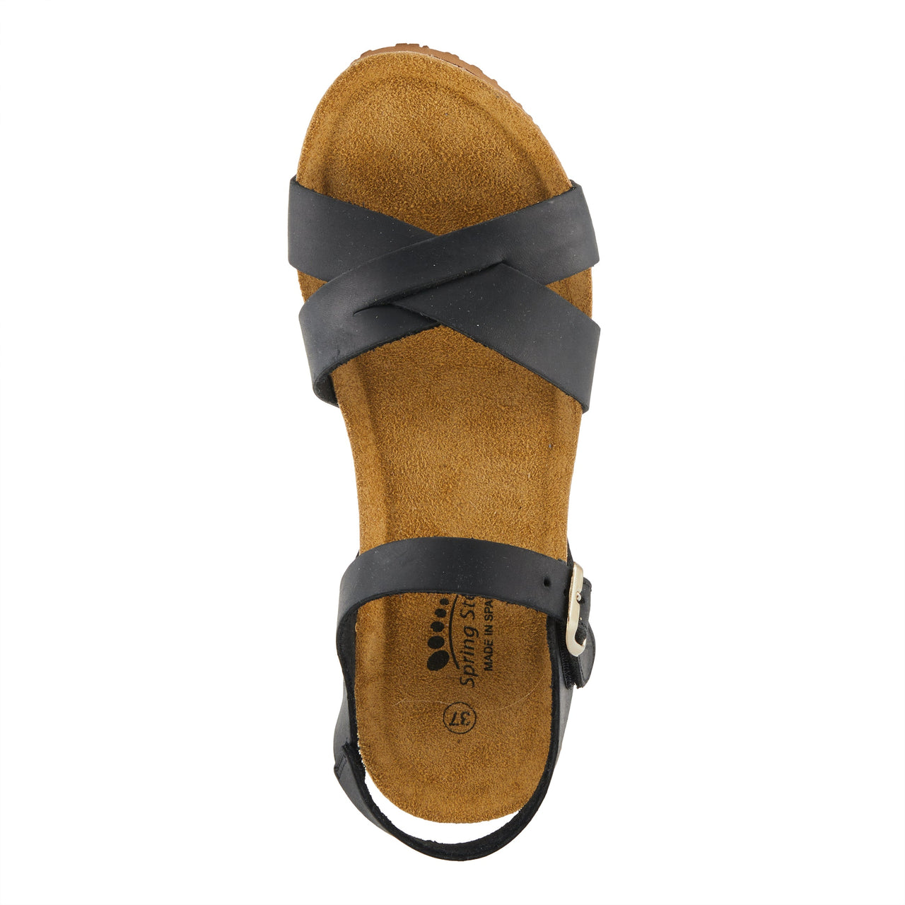 Brown leather Spring Step Burton sandals with adjustable straps and cushioned footbed for all-day comfort and style