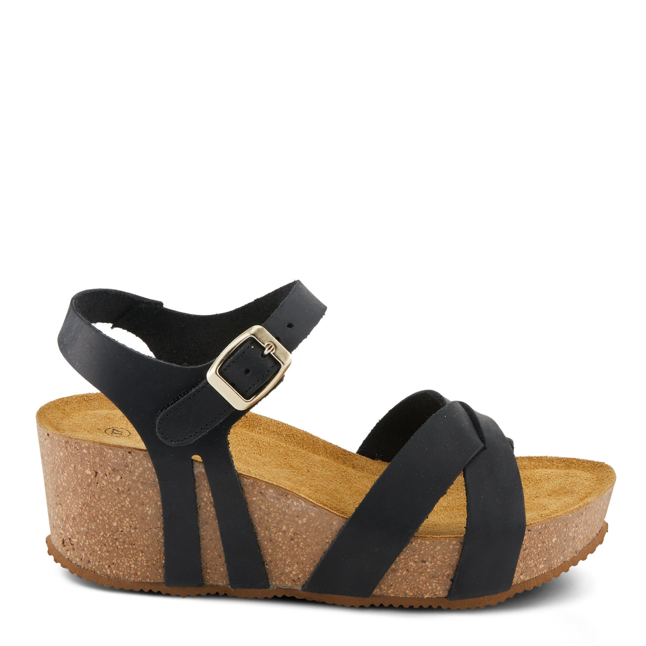 Spring Step Burton Sandals, Women's Leather Adjustable Strap Slip-On Shoes in Black, Brown, or Tan