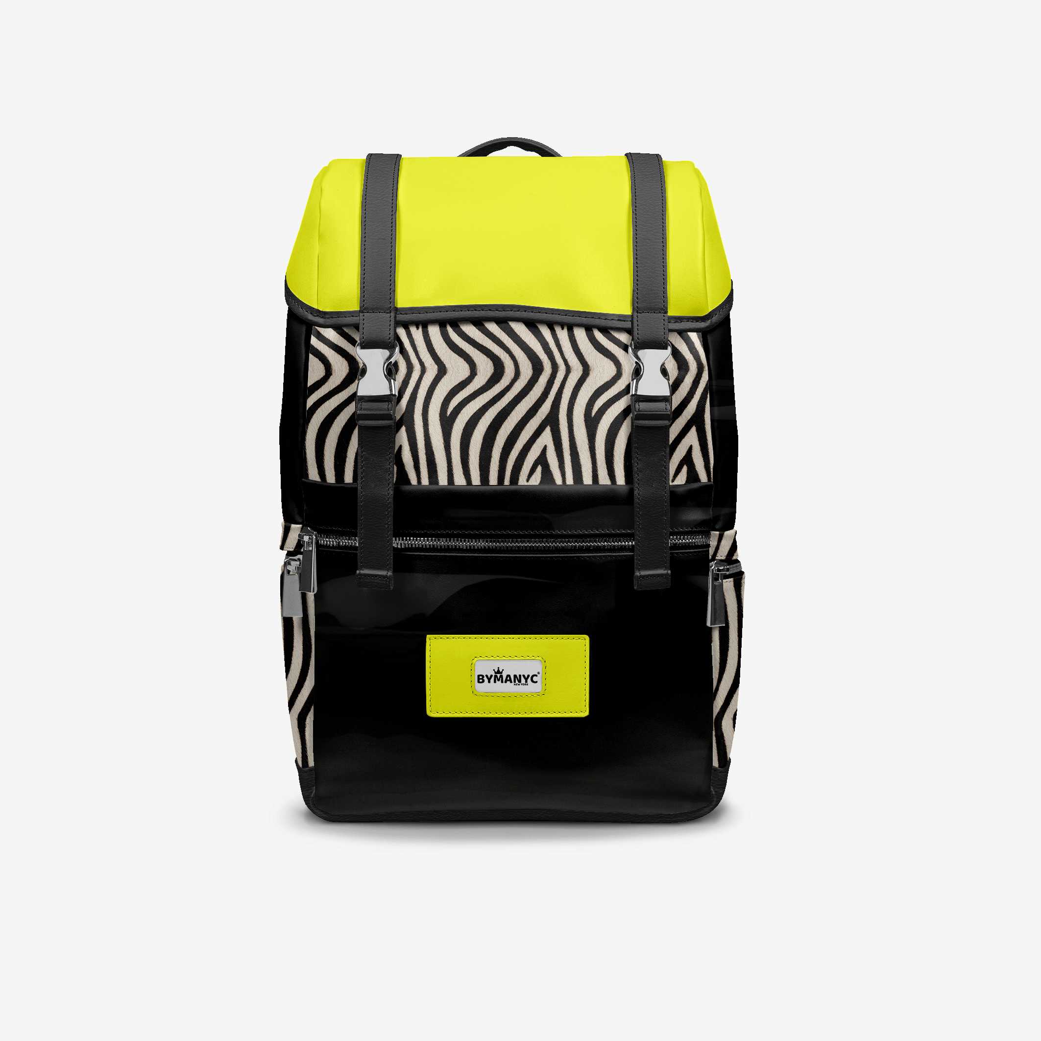 BYMANYC ® New York – NYC COUTURE Backpack in Zebra Print & Neon Yellow