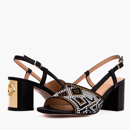 The Nampula Black Leather Women Slingback Sandal