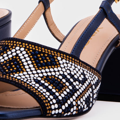 The Nampula Navy Blue Leather Women Slingback Sandal