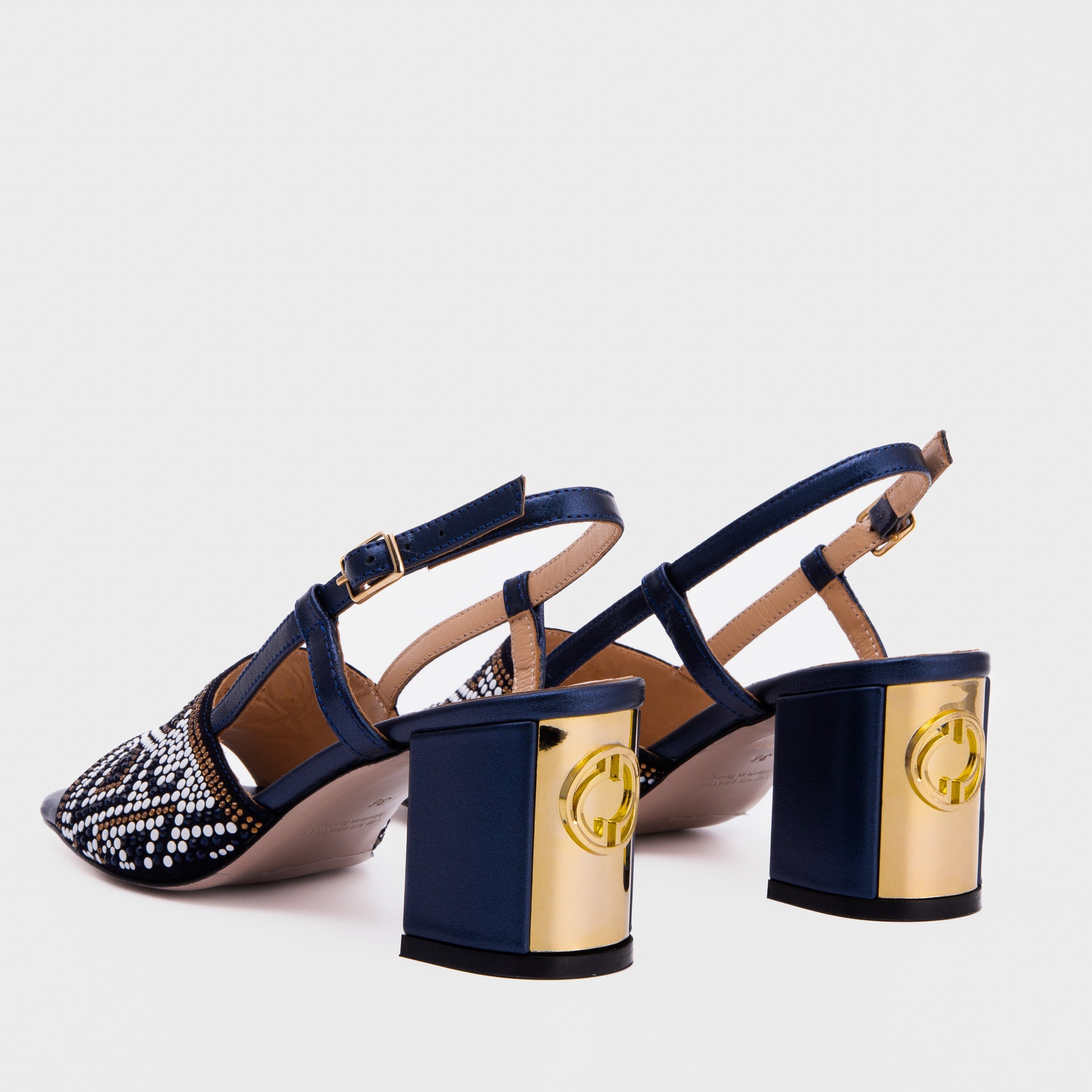 The Nampula Navy Blue Leather Women Slingback Sandal