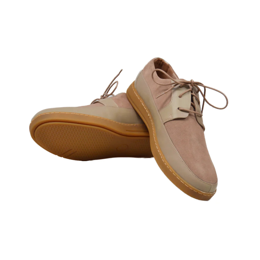 British Walkers Westminster Vintage Bally Style Men's Beige Leather and Suede Low Top Sneakers