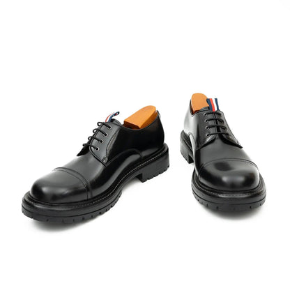 Unknown Brand Premium Big Cap Toe Derby Shoes Black