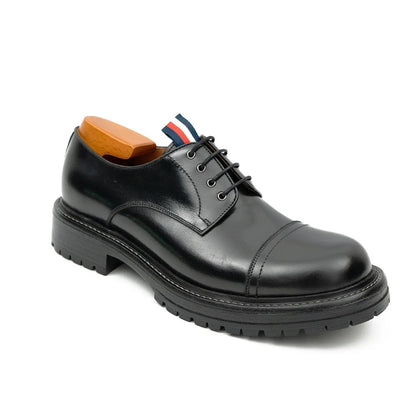 Unknown Brand Premium Big Cap Toe Derby Shoes Black