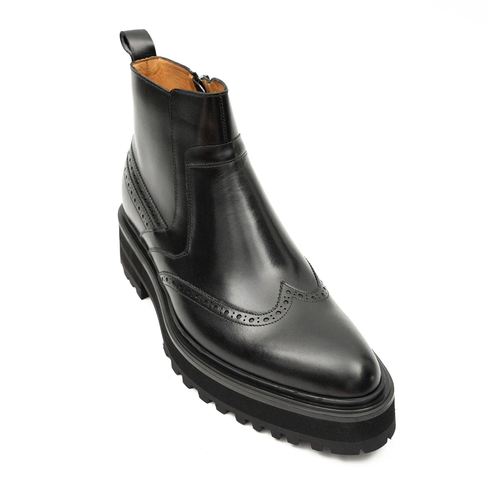 Brand Name Chelsea Boots Brogue Detailing Handmade Leather