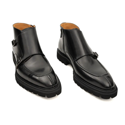 Divinch Double Monk Calfskin Premium Black Lug Sole Boot