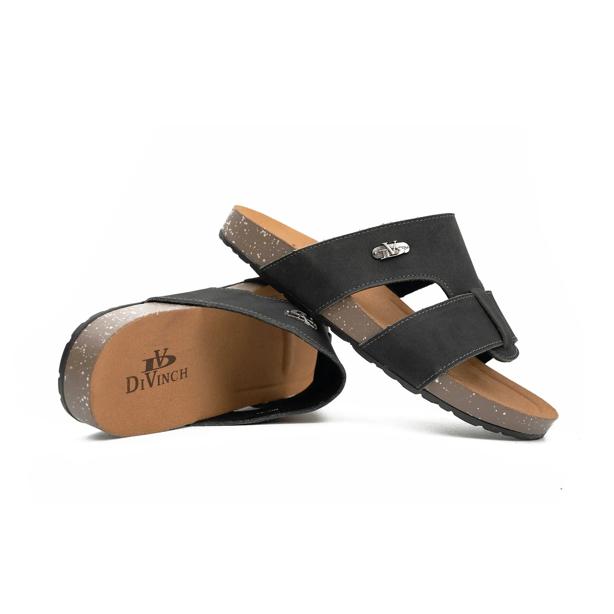 DiVinch Men's Double Strap Slide Black Sandals Everyday