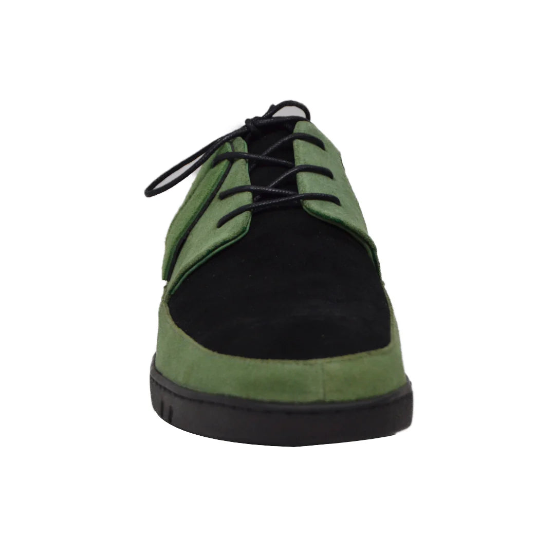 British Walkers Westminster Vintage Bally Style Men's Black and Green Leather and Suede Low Top Sneakers