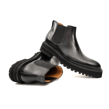 Platform Chelsea Boot Premium Calfskin Leather Black