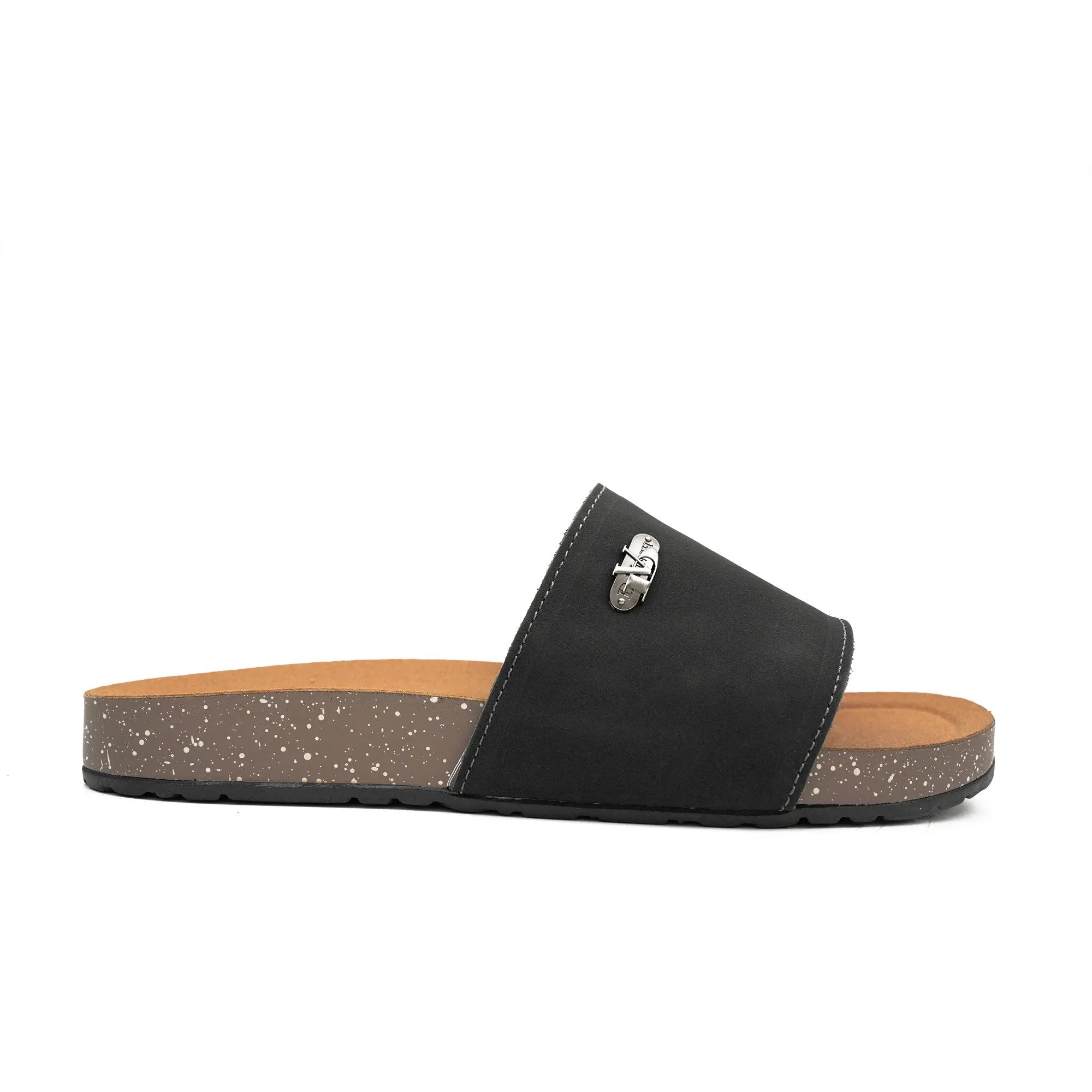 DiVinch Men's Black Single Strap Slide Casual Sandal