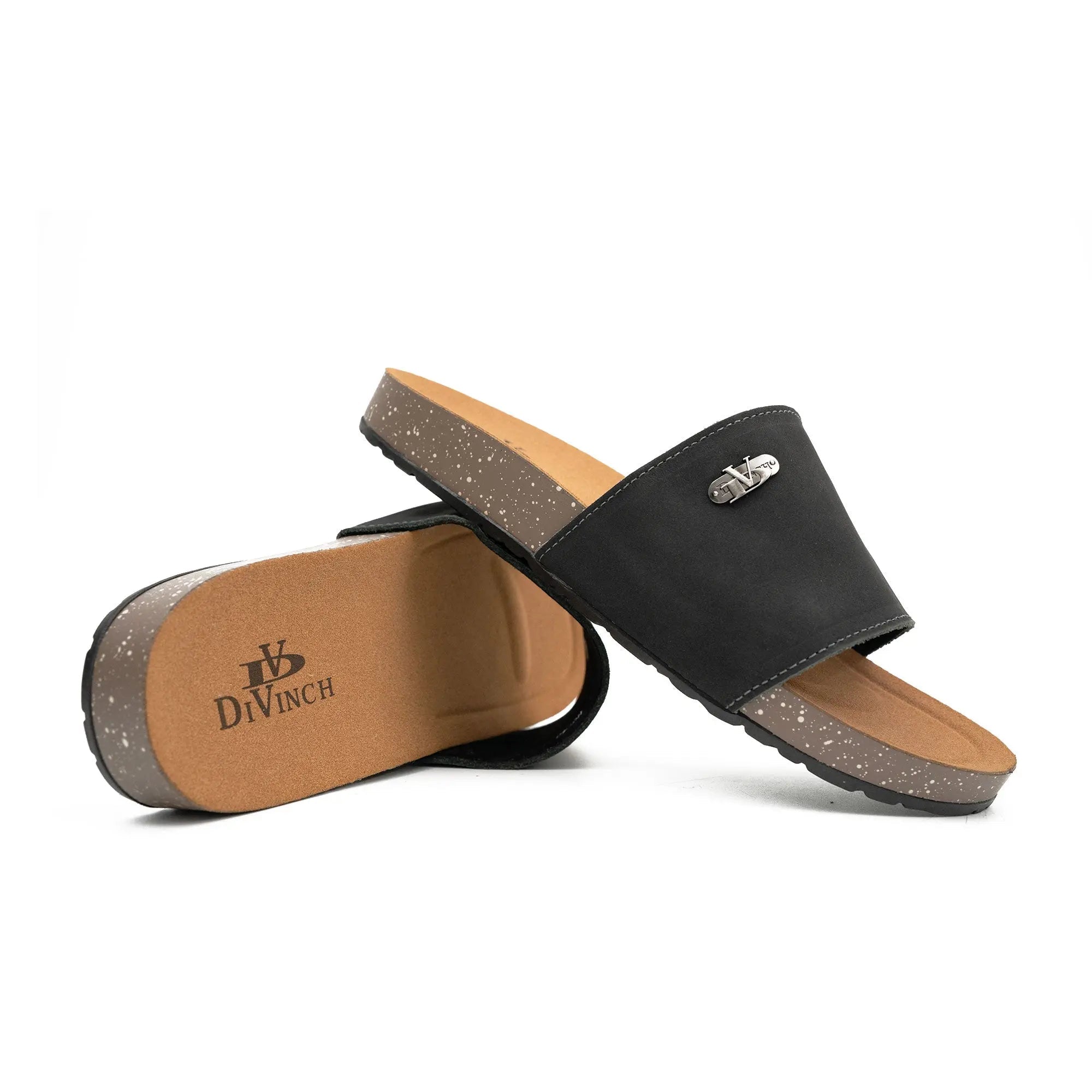 DiVinch Men's Black Single Strap Slide Casual Sandal