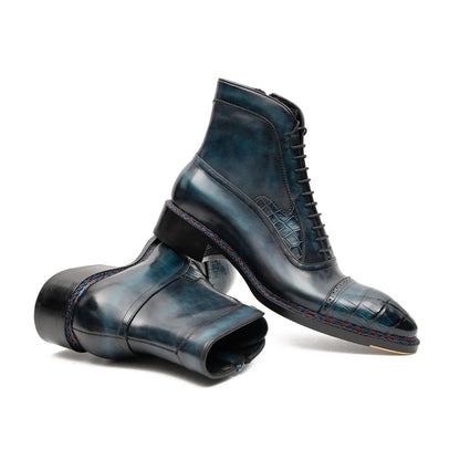 Goodyear Norwegian Welt Boots Alligator Leather Blue