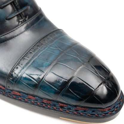 Goodyear Norwegian Welt Boots Alligator Leather Blue