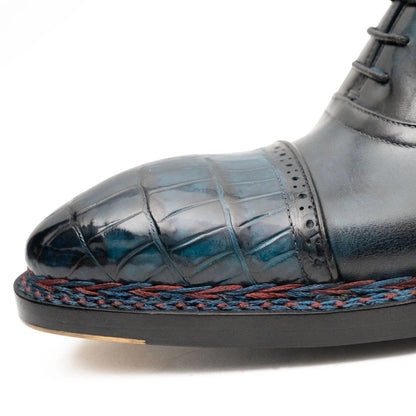 Goodyear Norwegian Welt Boots Alligator Leather Blue