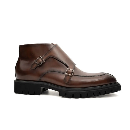 Divinch Double Monk Burnished Boot Calfskin Leather Brown