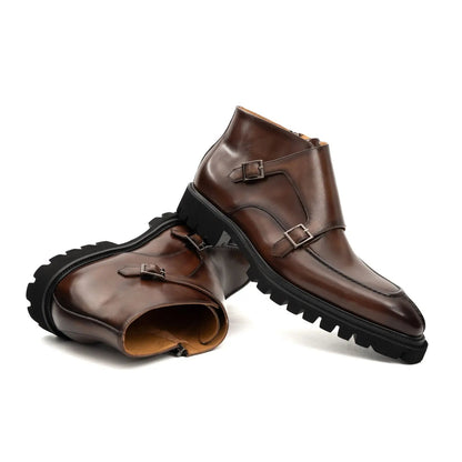 Divinch Double Monk Burnished Boot Calfskin Leather Brown