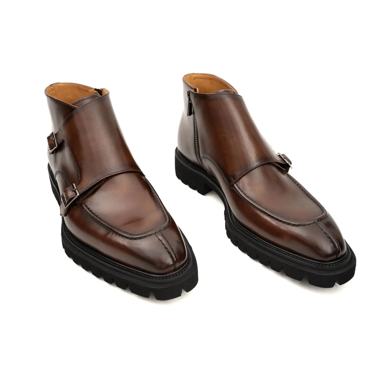 Divinch Double Monk Burnished Boot Calfskin Leather Brown