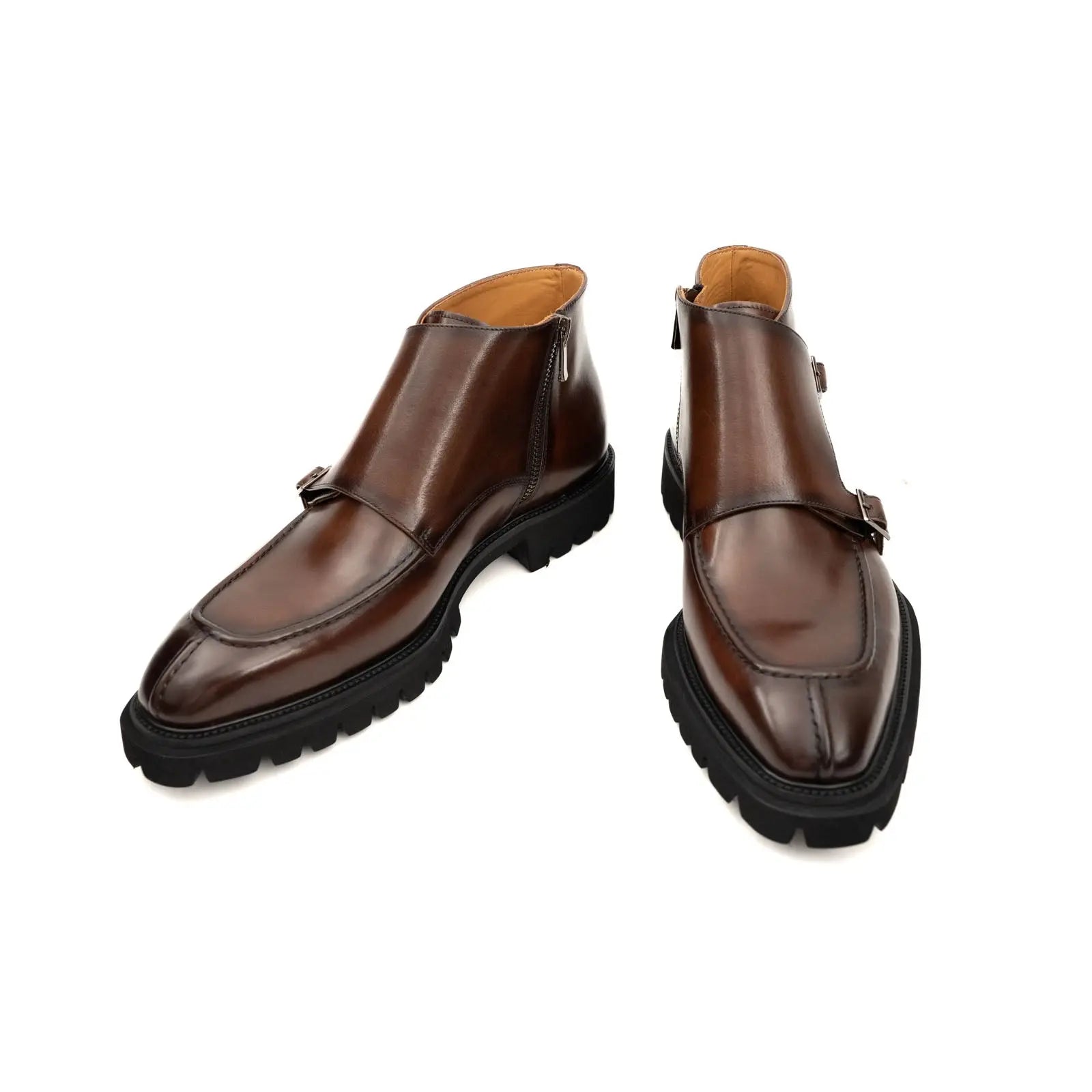 Divinch Double Monk Burnished Boot Calfskin Leather Brown