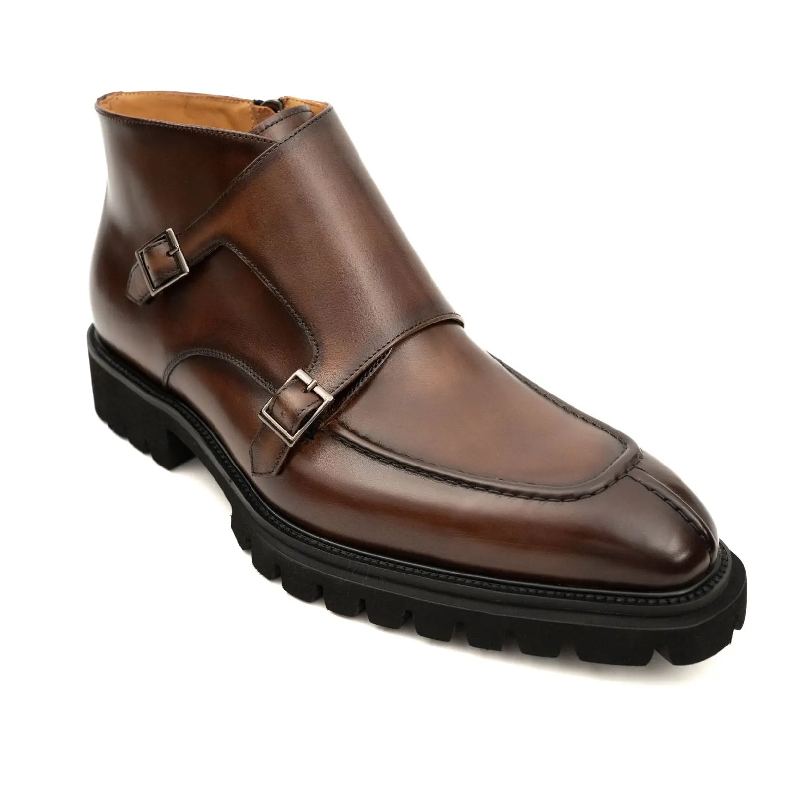 Divinch Double Monk Burnished Boot Calfskin Leather Brown