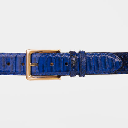 The Boss Navy Blue Pythn Snk Leather Belt