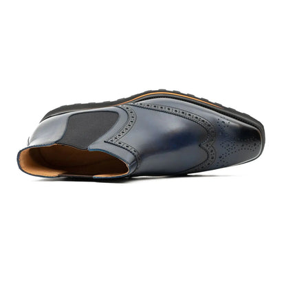 Thick Sole Brogue Chelsea Boot Men's Calf Leather 2891