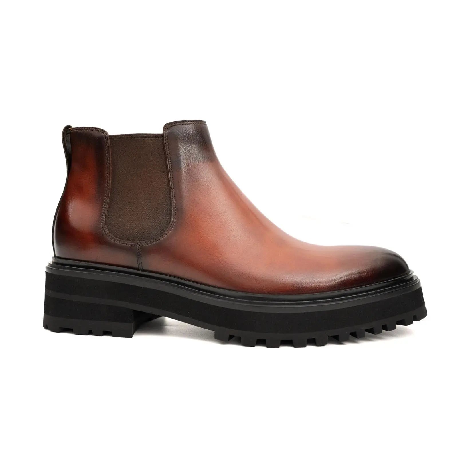 Chelsea Boot Calfskin Leather Brown Burnished Classic
