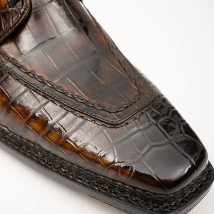Unknown Brand Crocodile Derby Men’s Crocodile Leather Brown 8014