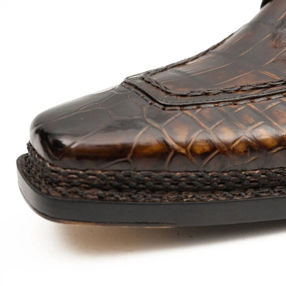 Unknown Brand Crocodile Derby Men’s Crocodile Leather Brown 8014