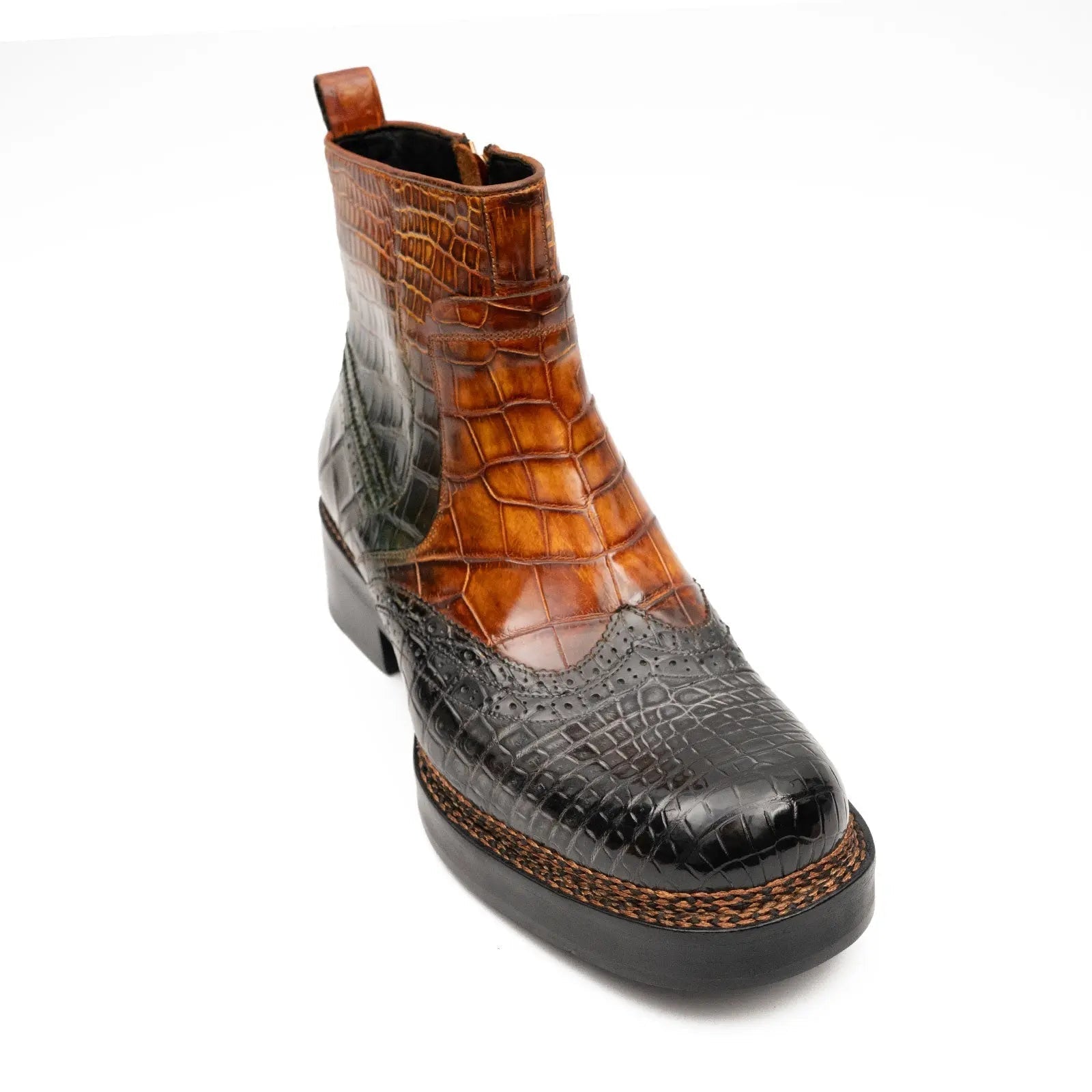 Goodyear Norwegian Welt Men's Crocodile Leather Boots Brown 8013