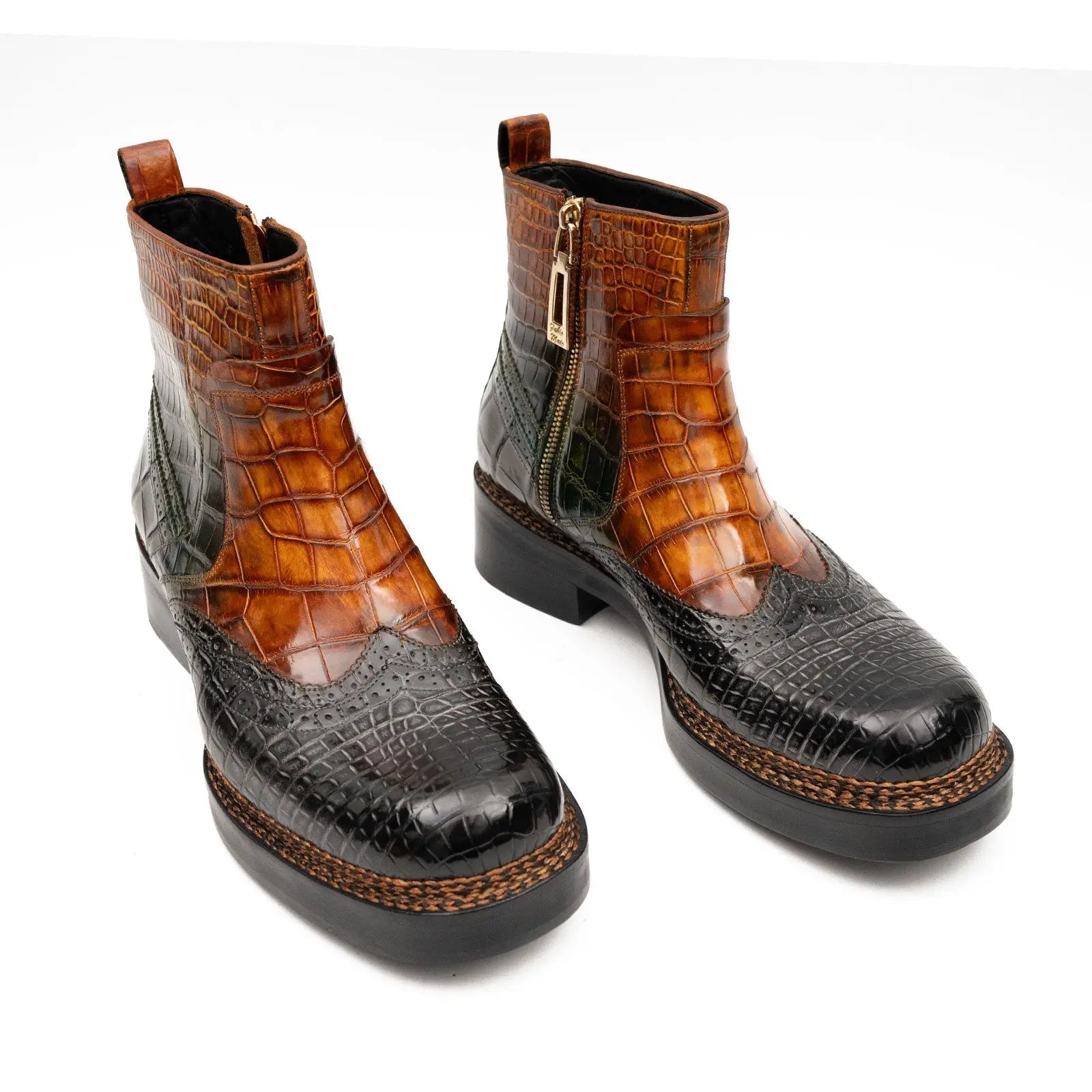 Goodyear Norwegian Welt Men's Crocodile Leather Boots Brown 8013