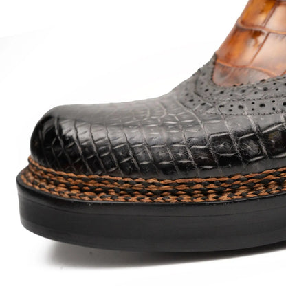 Goodyear Norwegian Welt Men's Crocodile Leather Boots Brown 8013