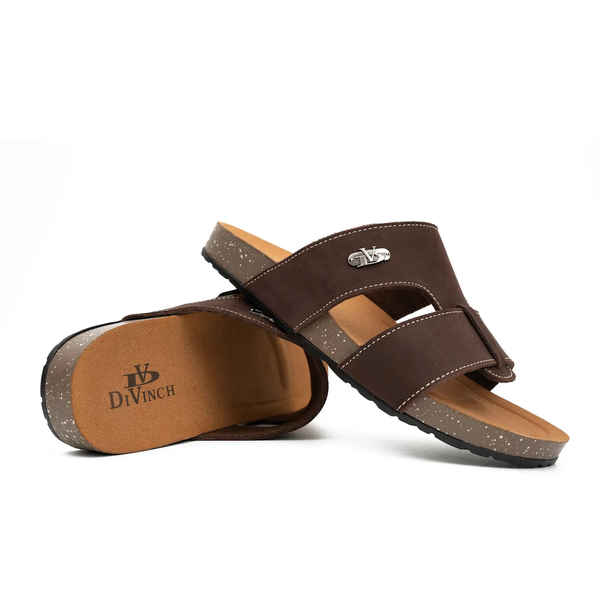 DiVinch Double Strap Slide Sandals Luxe Men’s Brown