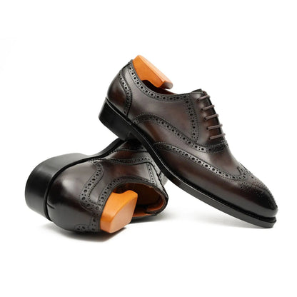Goodyear Welted Brogue Shoes Classic Men's Leather Brown
