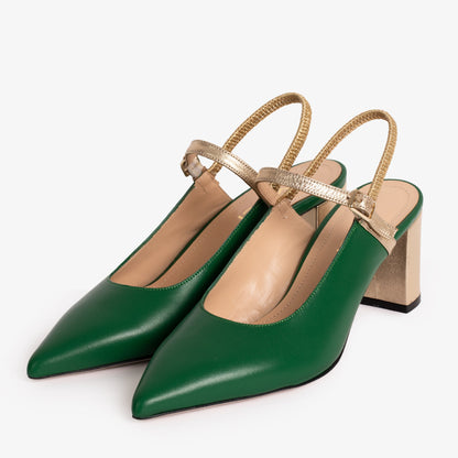 The Pompei Green Leather Women Slingback Sandal