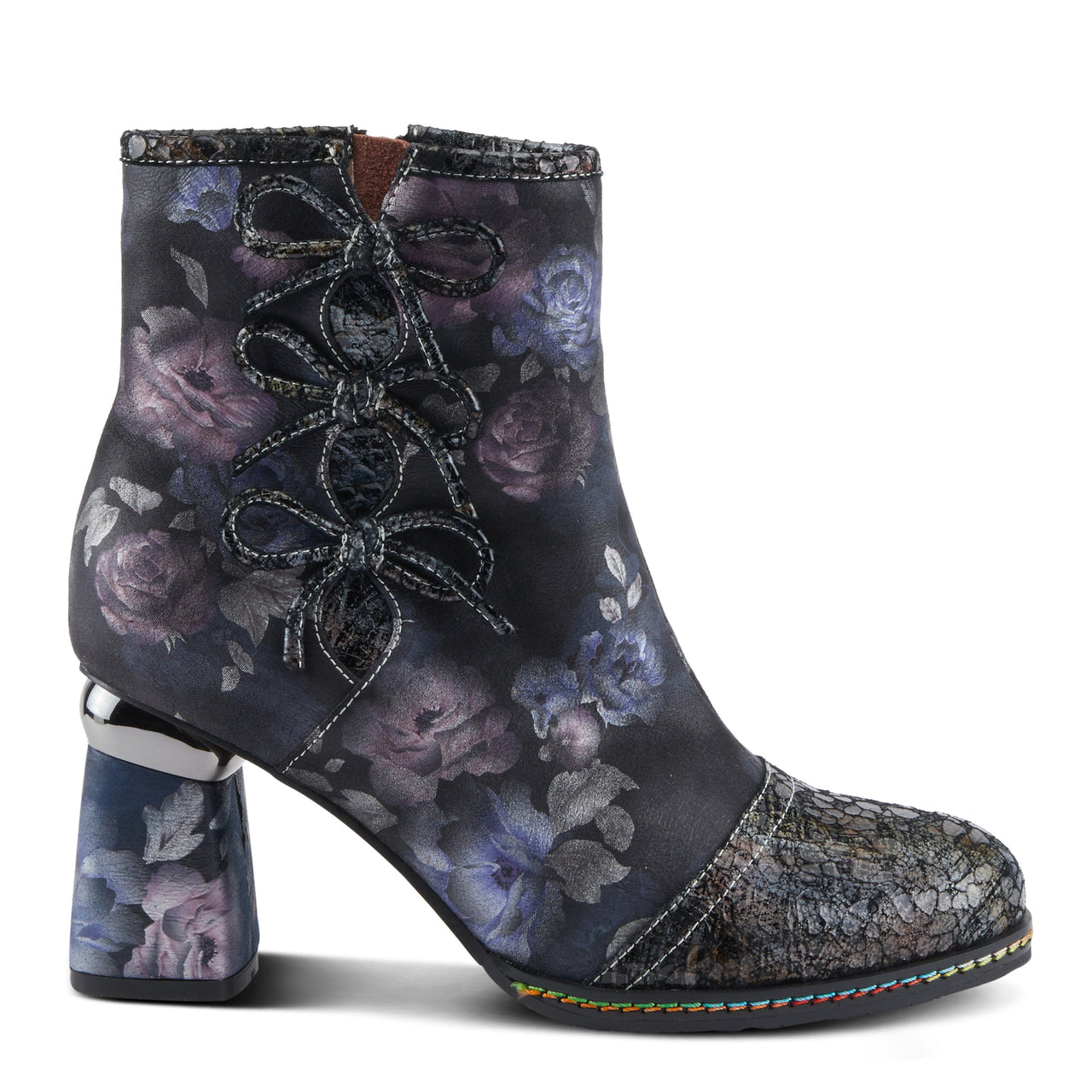 L'Artiste Carre Boots with Stacked Wooden Heel and Textured Outsole