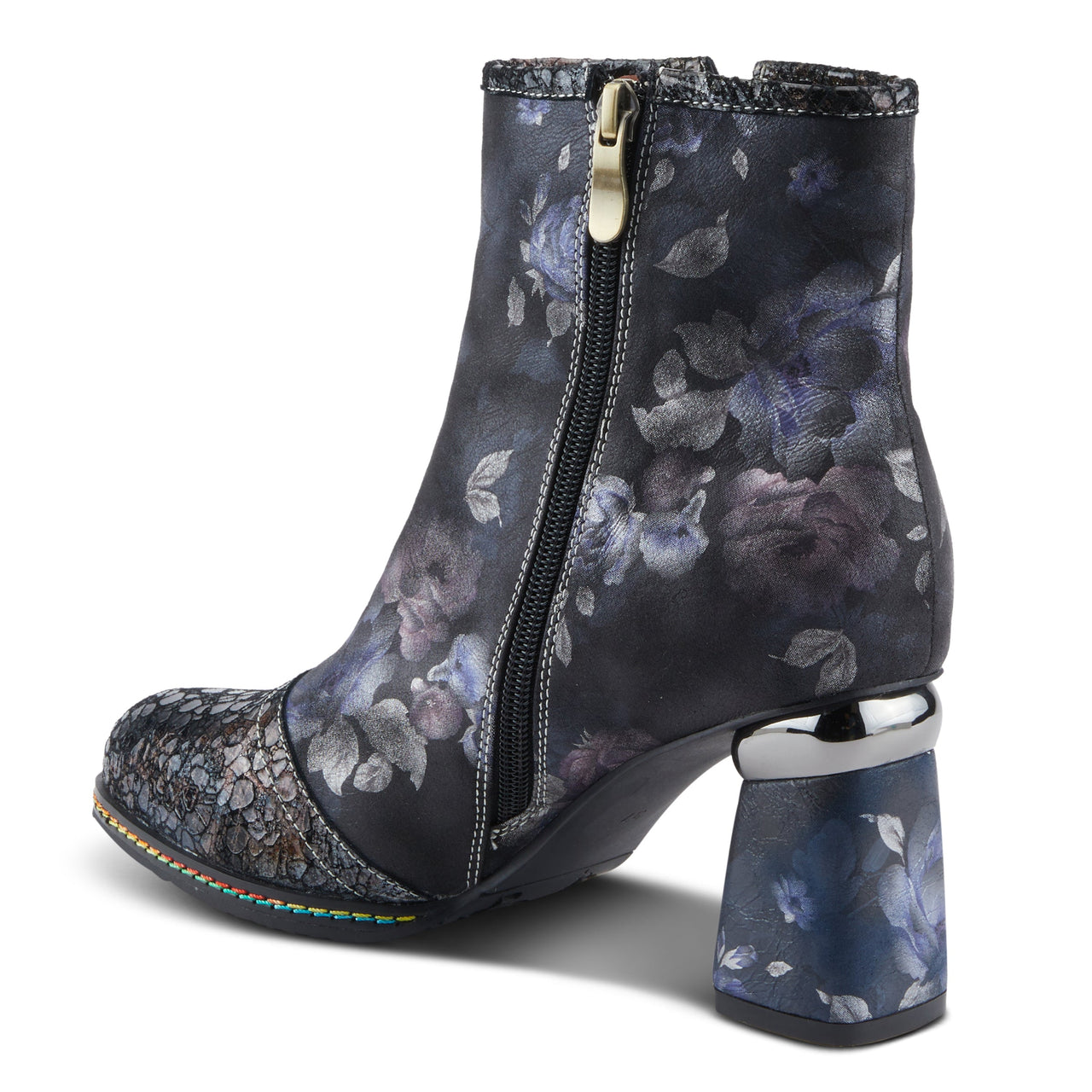 L'Artiste Carre Boots with Hand-painted Floral Motif