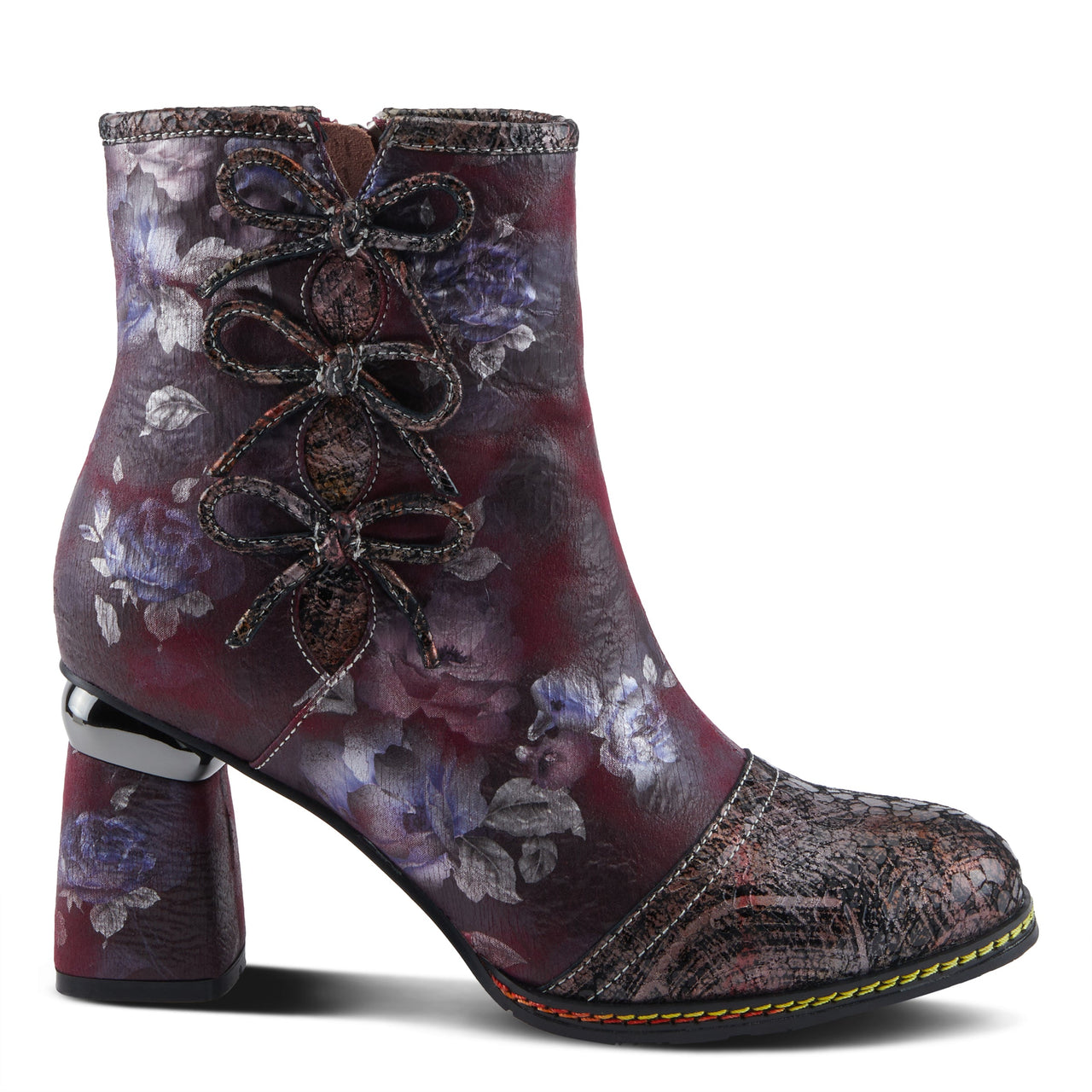 L'Artiste Carre Boots with Stacked Heel and Side Zipper