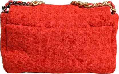 CHANEL (PRELOVED) Red Tweed 2WAY Hand Chain Medium Shoulder Bag Purse