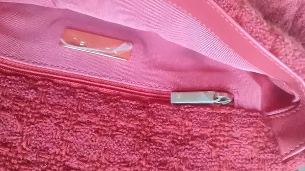 CHANEL (PRELOVED) Red Tweed 2WAY Hand Chain Medium Shoulder Bag Purse