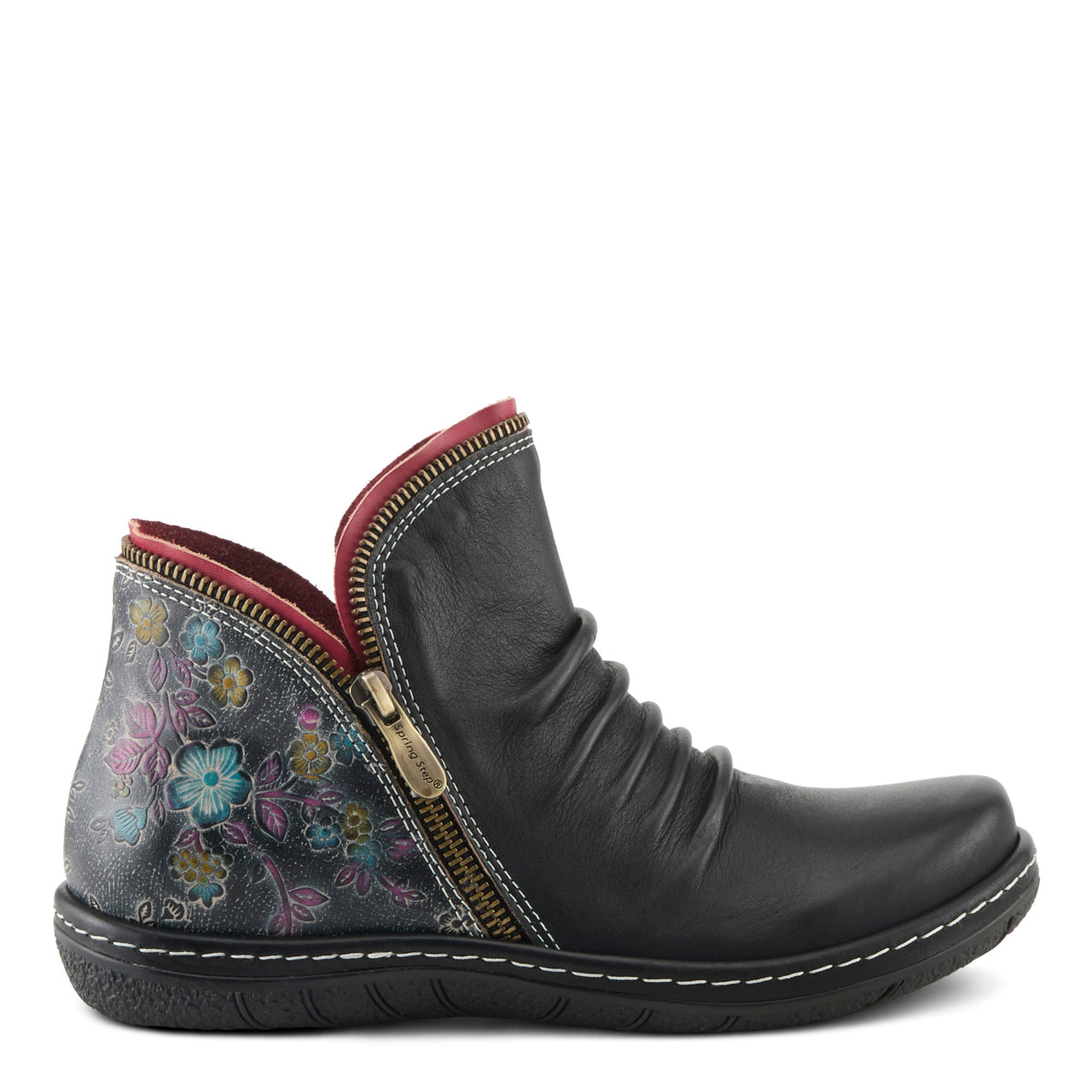 Feminine L'ARTISTE CHESAPEAKE BOOTS in mauve leather featuring delicate floral design