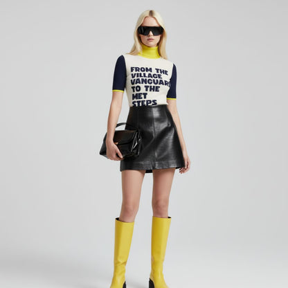 BYMANYC Chronicles Color Block Fitted Knit Top Premium